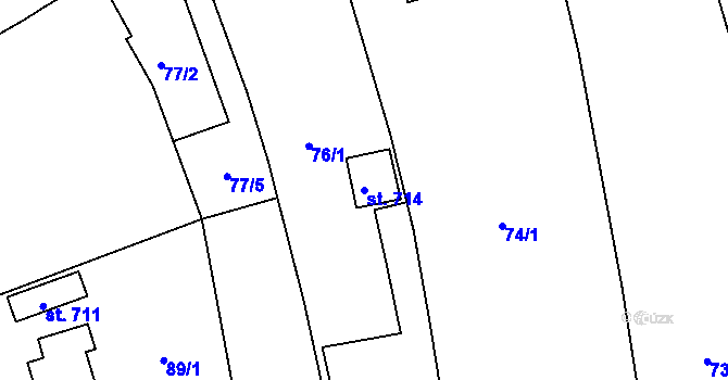 Parcela st. 714 v KÚ Dobřív, Katastrální mapa