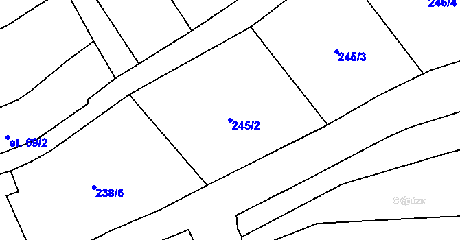 Parcela st. 245/2 v KÚ Dobřív, Katastrální mapa