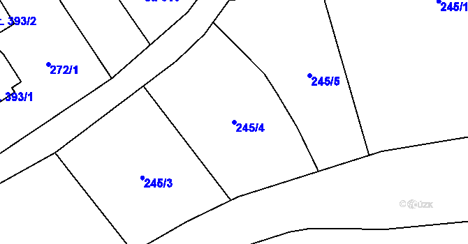 Parcela st. 245/4 v KÚ Dobřív, Katastrální mapa