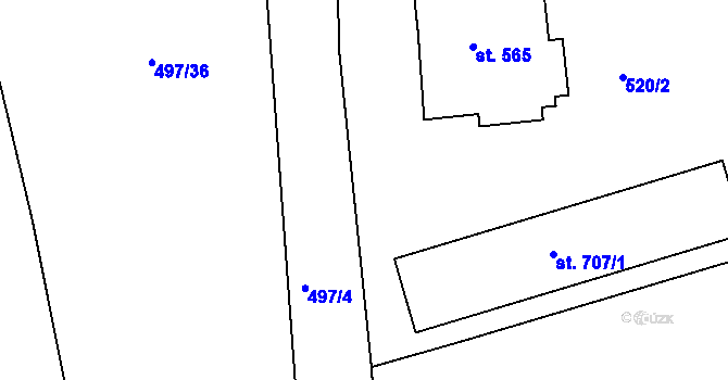Parcela st. 520/6 v KÚ Dobřív, Katastrální mapa
