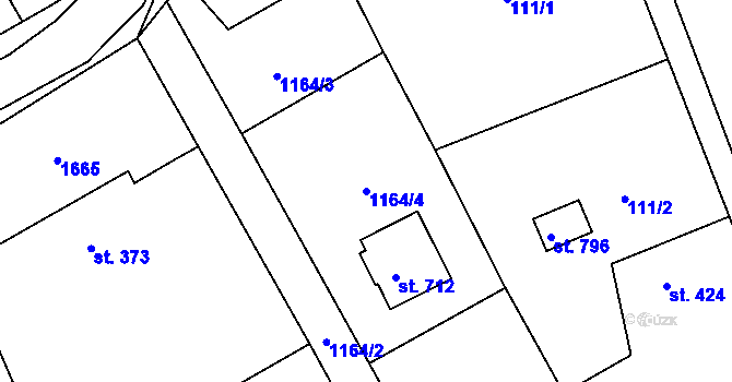Parcela st. 1164/4 v KÚ Dobřív, Katastrální mapa
