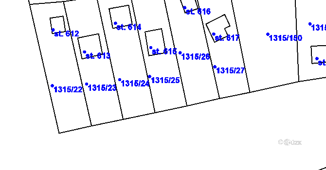 Parcela st. 1315/139 v KÚ Dobřív, Katastrální mapa