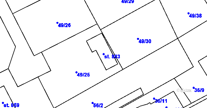 Parcela st. 883 v KÚ Dobřív, Katastrální mapa