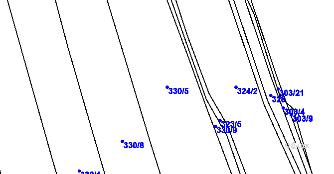 Parcela st. 330/5 v KÚ Dobřív, Katastrální mapa