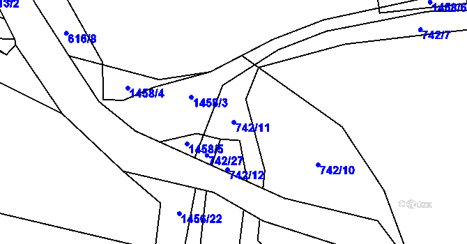 Parcela st. 742/11 v KÚ Dobřív, Katastrální mapa