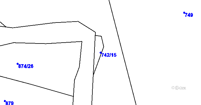 Parcela st. 742/15 v KÚ Dobřív, Katastrální mapa