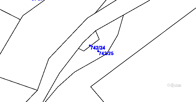 Parcela st. 742/25 v KÚ Dobřív, Katastrální mapa
