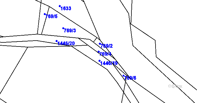 Parcela st. 769/4 v KÚ Dobřív, Katastrální mapa