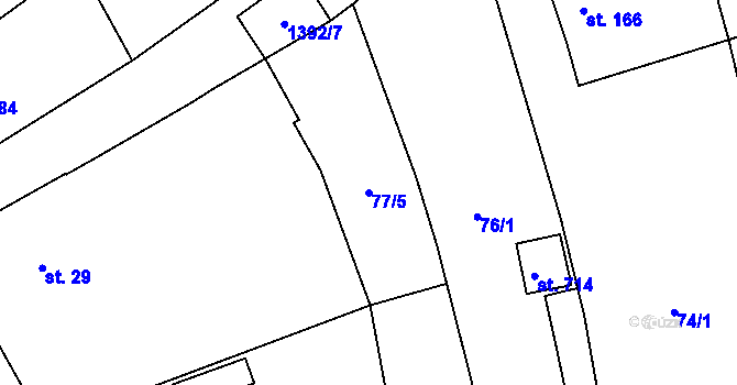 Parcela st. 77/5 v KÚ Dobřív, Katastrální mapa