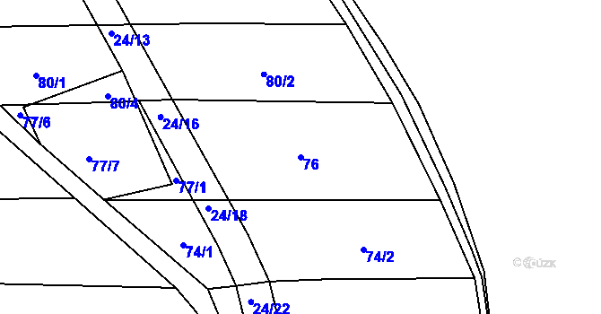 Parcela st. 76 v KÚ Pavlovsko, Katastrální mapa