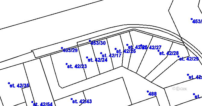 Parcela st. 42/17 v KÚ Dobšice u Žehuně, Katastrální mapa