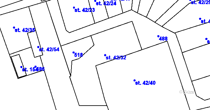 Parcela st. 42/32 v KÚ Dobšice u Žehuně, Katastrální mapa