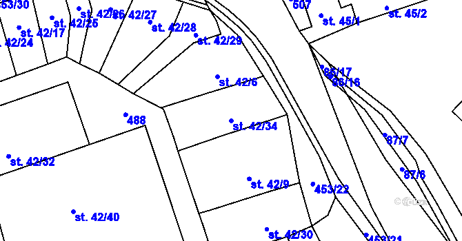 Parcela st. 42/34 v KÚ Dobšice u Žehuně, Katastrální mapa