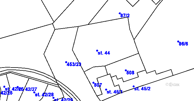 Parcela st. 44 v KÚ Dobšice u Žehuně, Katastrální mapa