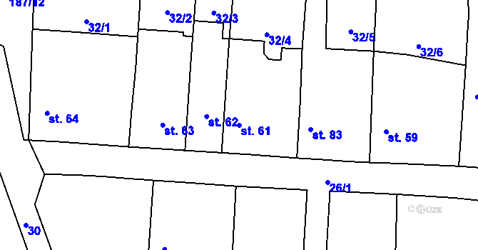 Parcela st. 61 v KÚ Dobšice u Žehuně, Katastrální mapa