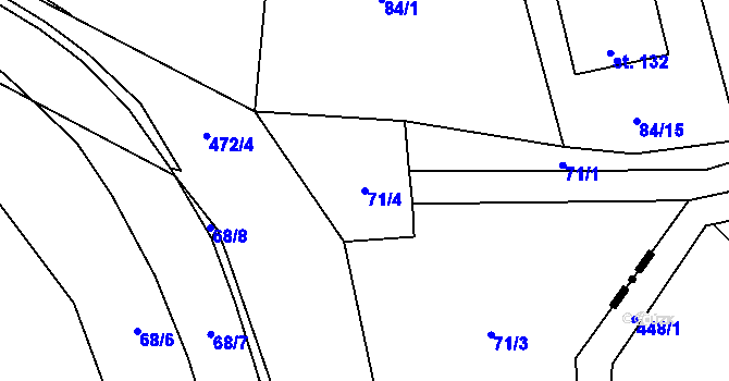 Parcela st. 71/4 v KÚ Dobšice u Žehuně, Katastrální mapa