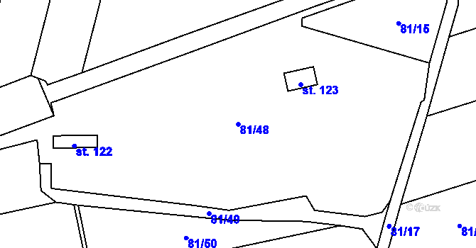 Parcela st. 81/48 v KÚ Dobšice u Žehuně, Katastrální mapa