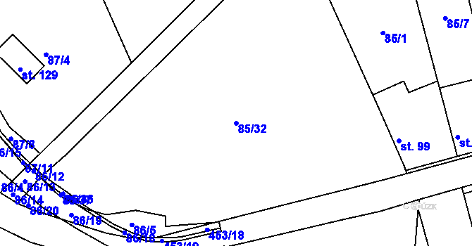 Parcela st. 85/32 v KÚ Dobšice u Žehuně, Katastrální mapa