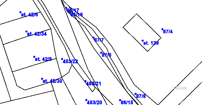 Parcela st. 87/6 v KÚ Dobšice u Žehuně, Katastrální mapa