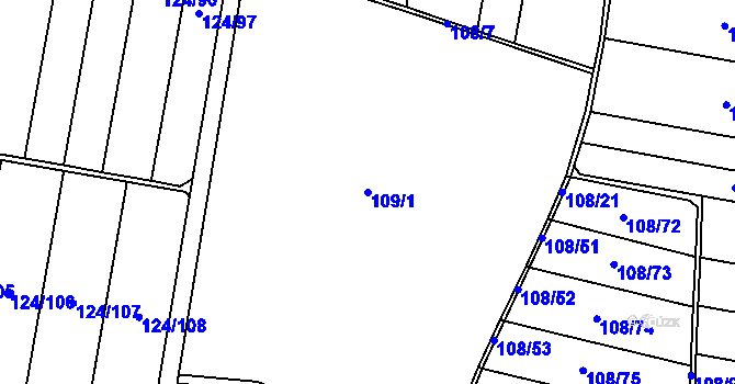 Parcela st. 109/1 v KÚ Dobšice u Žehuně, Katastrální mapa