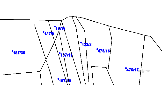 Parcela st. 423/2 v KÚ Dobšice u Žehuně, Katastrální mapa