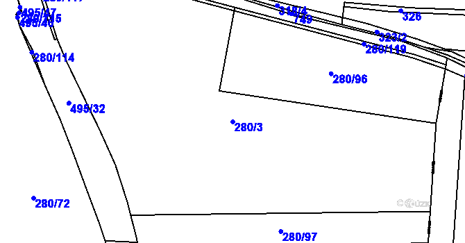 Parcela st. 280/3 v KÚ Dobšice u Žehuně, Katastrální mapa