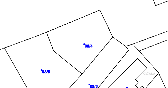 Parcela st. 88/4 v KÚ Dobšice u Žehuně, Katastrální mapa
