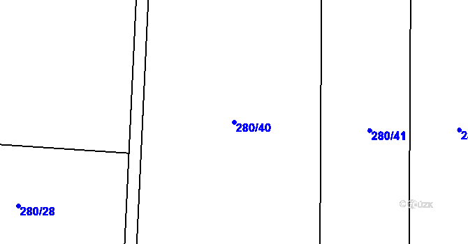 Parcela st. 280/40 v KÚ Dobšice u Žehuně, Katastrální mapa