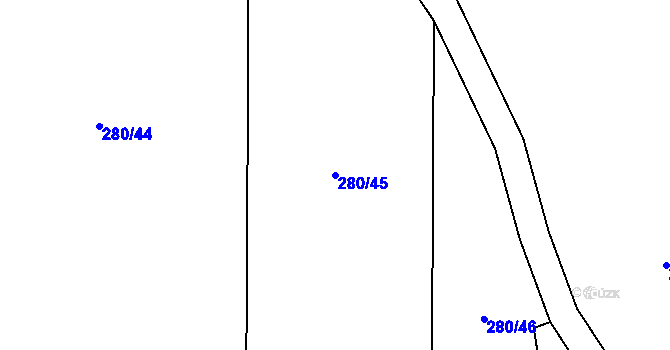 Parcela st. 280/45 v KÚ Dobšice u Žehuně, Katastrální mapa