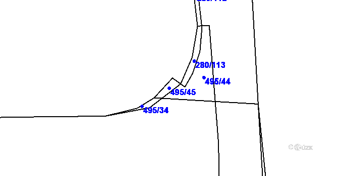 Parcela st. 495/45 v KÚ Dobšice u Žehuně, Katastrální mapa