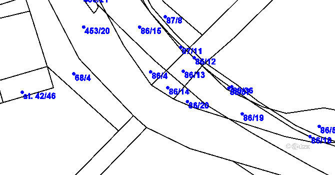 Parcela st. 86/14 v KÚ Dobšice u Žehuně, Katastrální mapa