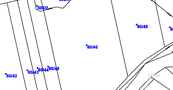 Parcela st. 80/46 v KÚ Dobšice u Žehuně, Katastrální mapa