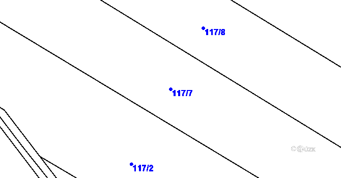 Parcela st. 117/7 v KÚ Dobšice u Žehuně, Katastrální mapa