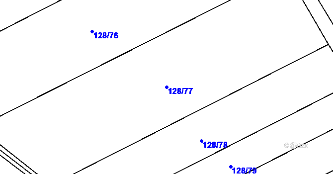 Parcela st. 128/77 v KÚ Dobšice u Žehuně, Katastrální mapa