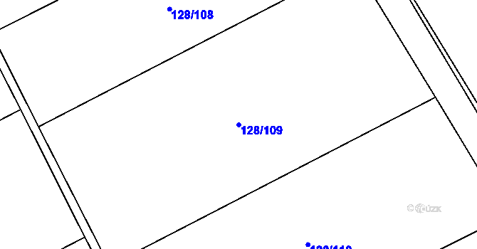 Parcela st. 128/109 v KÚ Dobšice u Žehuně, Katastrální mapa