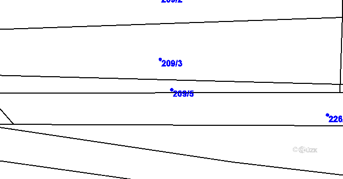 Parcela st. 209/5 v KÚ Dobšice u Žehuně, Katastrální mapa