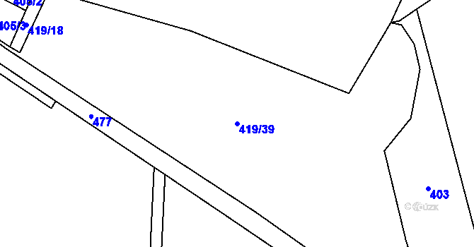Parcela st. 419/39 v KÚ Dobšice u Žehuně, Katastrální mapa