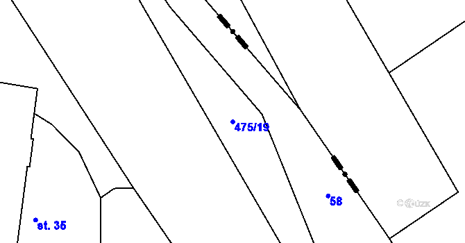 Parcela st. 475/19 v KÚ Dobšice u Žehuně, Katastrální mapa