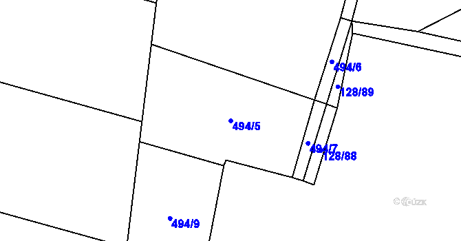 Parcela st. 494/5 v KÚ Dobšice u Žehuně, Katastrální mapa
