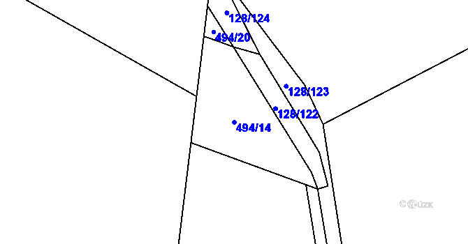 Parcela st. 494/14 v KÚ Dobšice u Žehuně, Katastrální mapa