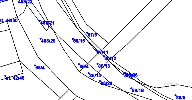 Parcela st. 87/11 v KÚ Dobšice u Žehuně, Katastrální mapa