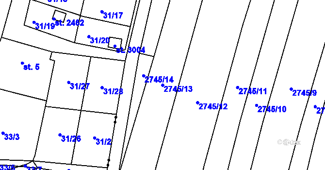 Parcela st. 2745/13 v KÚ Předčice, Katastrální mapa