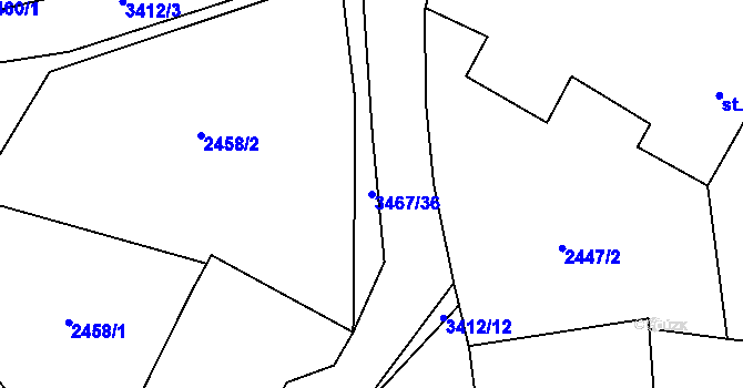 Parcela st. 3467/36 v KÚ Předčice, Katastrální mapa