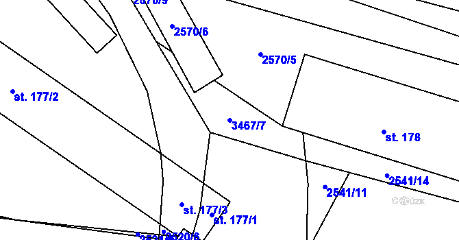 Parcela st. 3467/7 v KÚ Předčice, Katastrální mapa