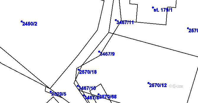 Parcela st. 3467/9 v KÚ Předčice, Katastrální mapa