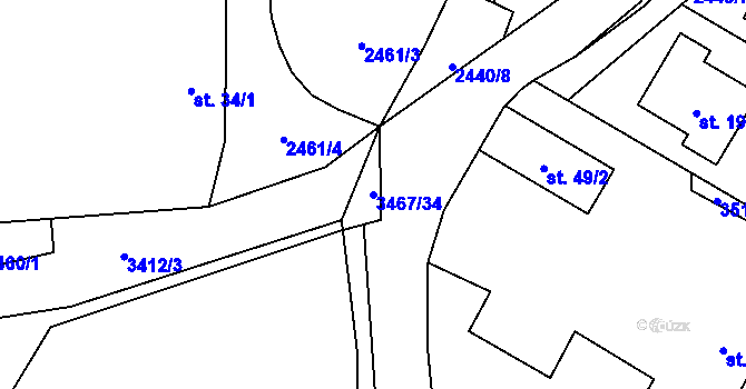 Parcela st. 3467/34 v KÚ Předčice, Katastrální mapa
