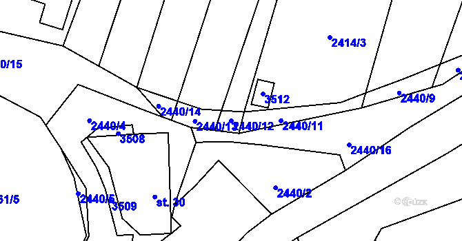 Parcela st. 2440/12 v KÚ Předčice, Katastrální mapa