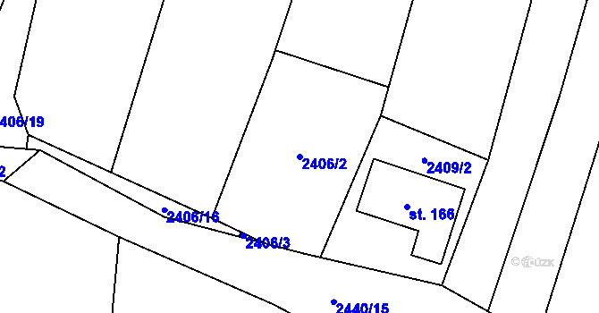 Parcela st. 2406/2 v KÚ Předčice, Katastrální mapa