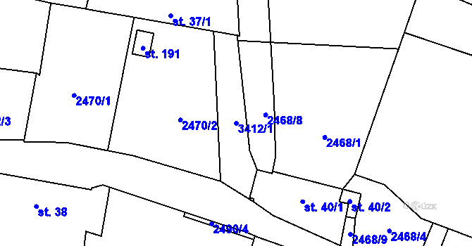 Parcela st. 3412/1 v KÚ Předčice, Katastrální mapa