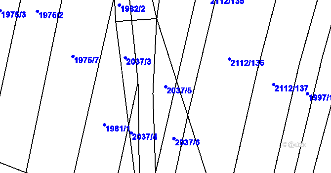 Parcela st. 2037/5 v KÚ Smilovice u Týna nad Vltavou, Katastrální mapa